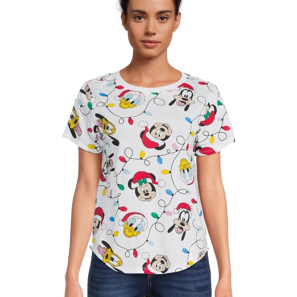 Disney Tops - Disney Mickey Mouse and Friends Christmas Lights Juniors Top Size S 3-5